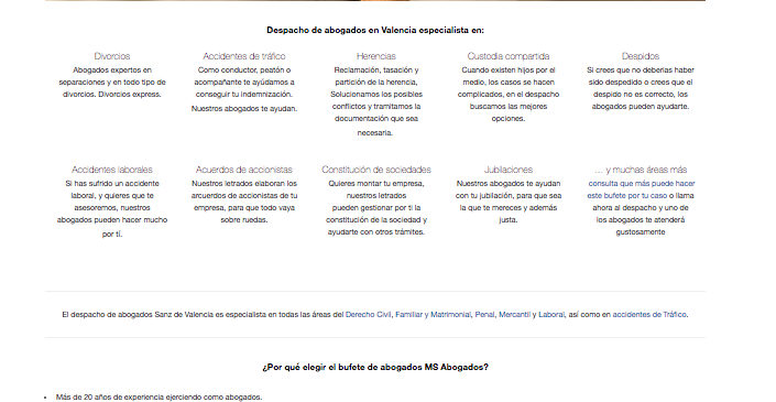 Creacion página web corporativa para despacho de abogados en Valencia MS Abogados
