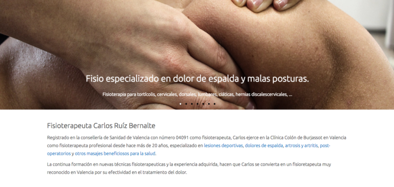 Diseño página web corporativa para clínica de fisioterapia en Fisio Burjassot