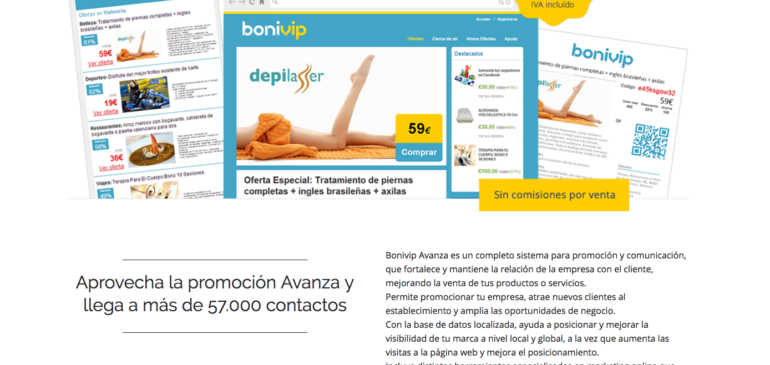 Desarrollo de landing page Bonivip Avanza y campaña de promoción