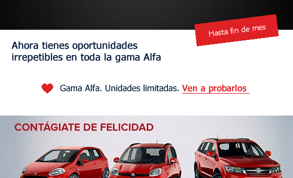 Creación de newsletter para campaña de comunicación de Alfa Romeo y Fiat