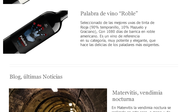 Creación de newsletters para la bodeja Mater Vitis