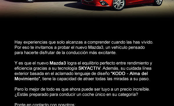 Programación de newsletters para promocion de la marca Mazda