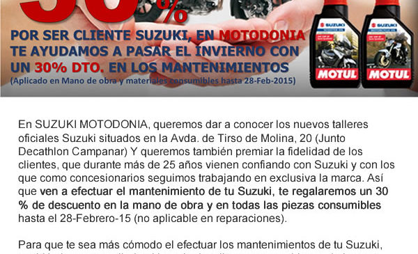 Desarrollo de newsletter para Motodonia, concesionario oficial Suzuki Valencia